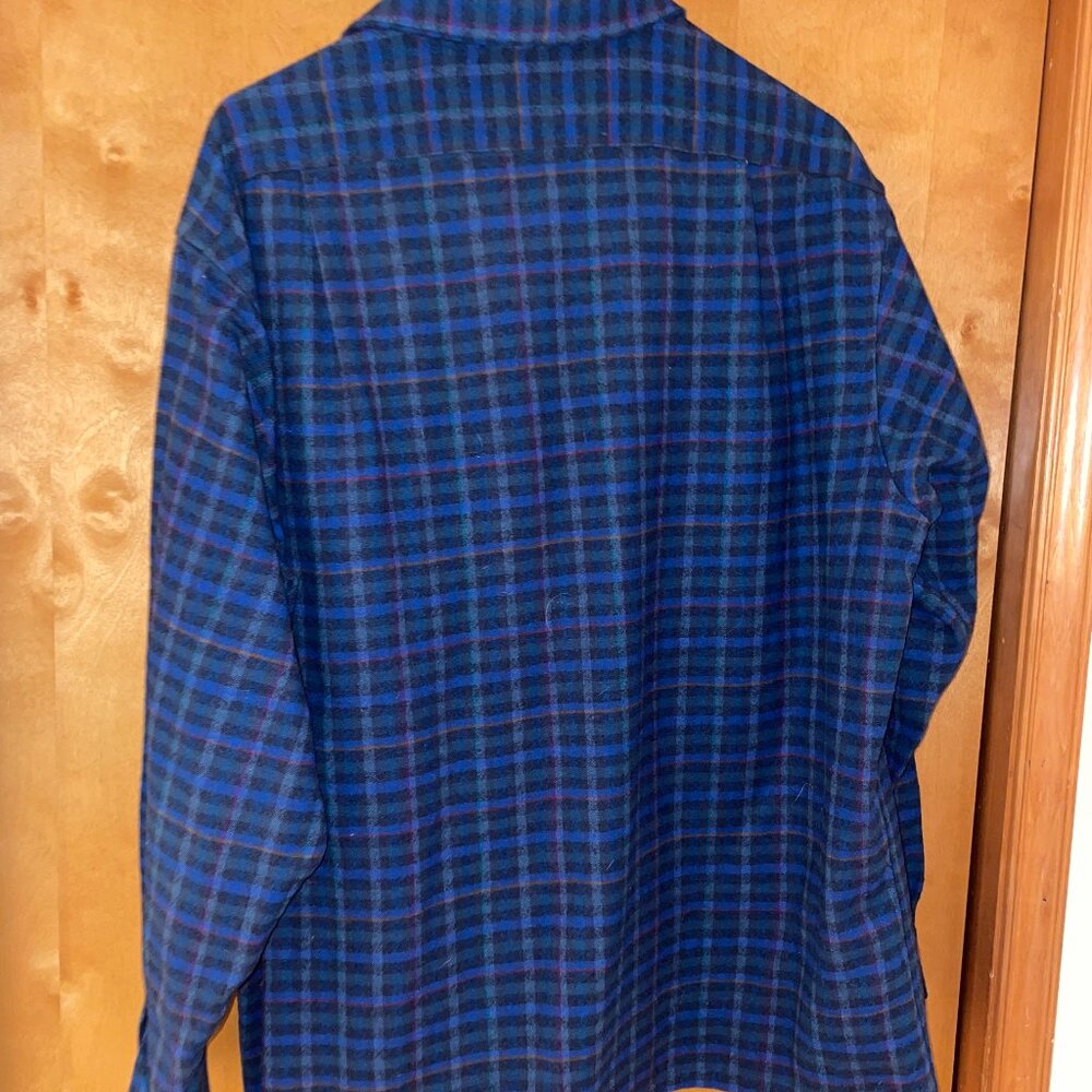 Pendleton Flannel Navy Blue w Pockets Men's XL 100% Pure Virgin Wool - Picture 5 of 5